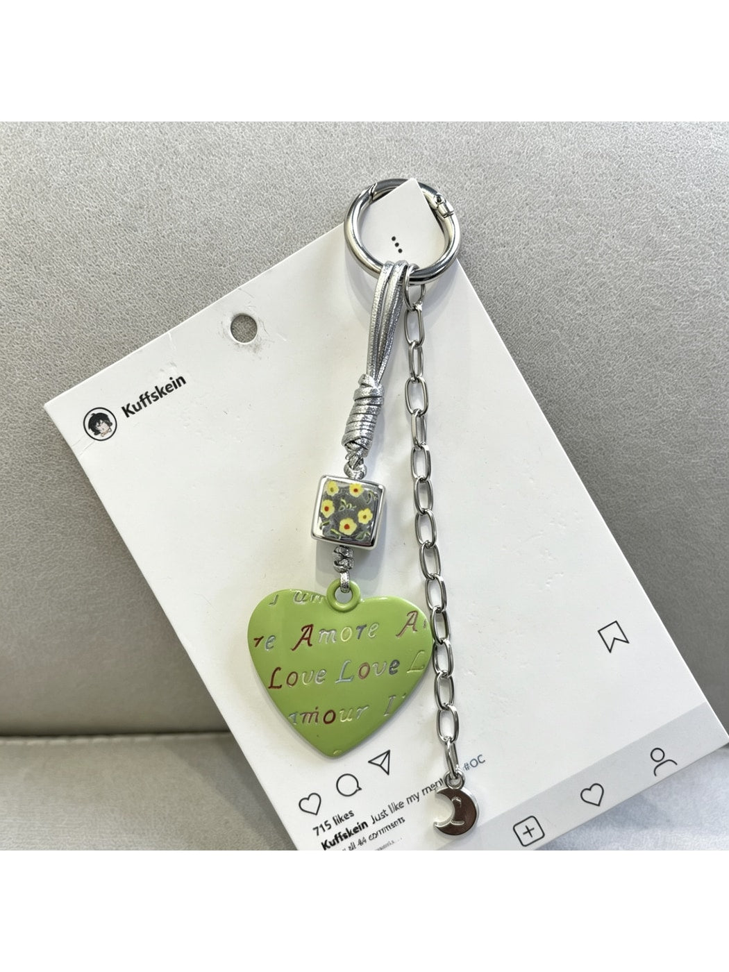 Keypus - Alloy Floral Heart Pendant Bag Charm Keychain
