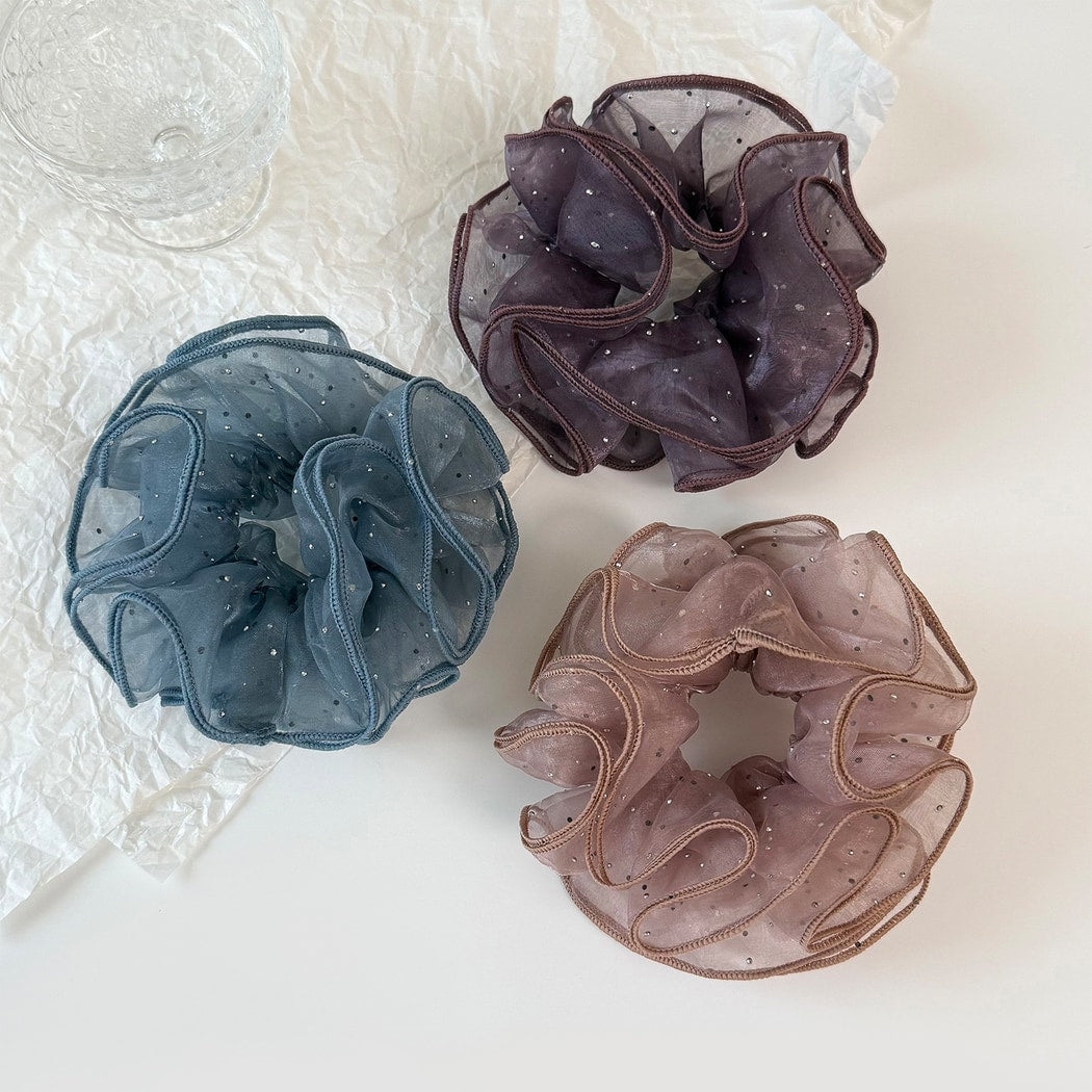 Gifty - Ruffled Mesh Polyester Decorative Scrunchie