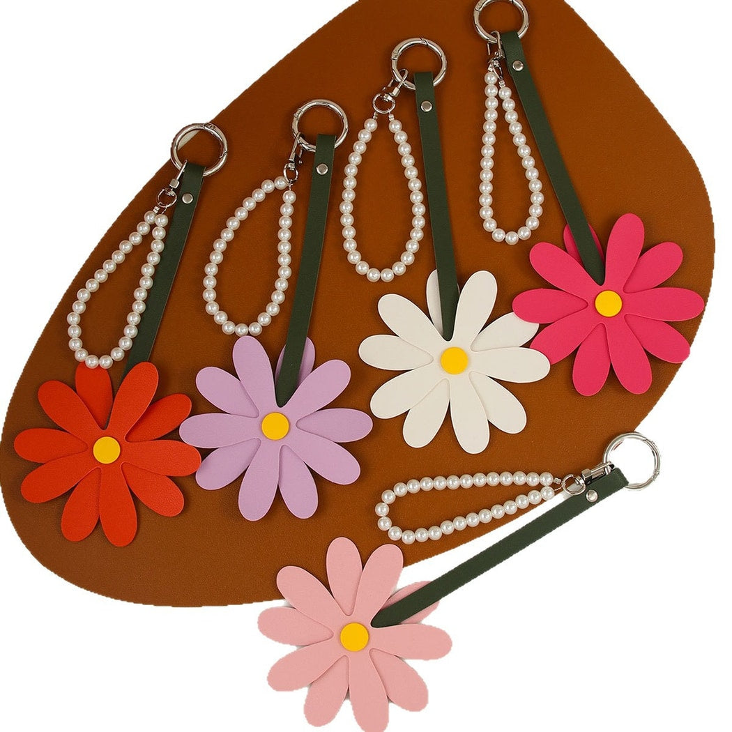 Keypus - Daisy Flower PU Keyring Bag Charm Keychain