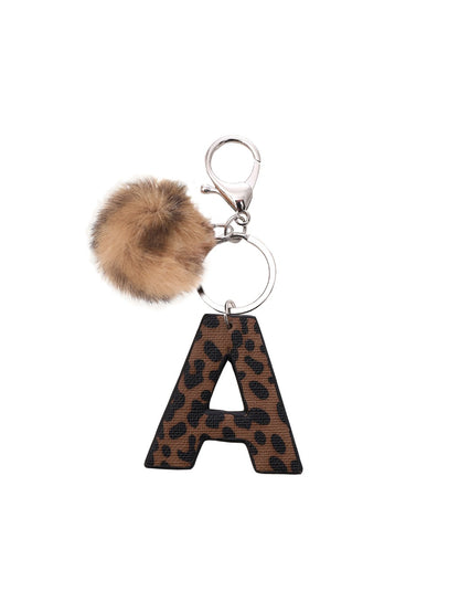 Keypus - Leopard Print Oil-Edged Letter Keychain