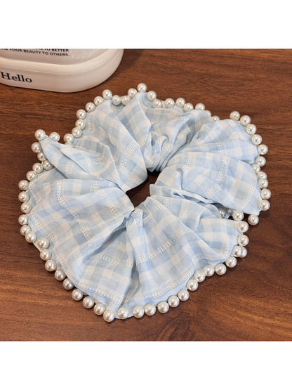 Gifty - Tartan Scrunchies with Beads Large