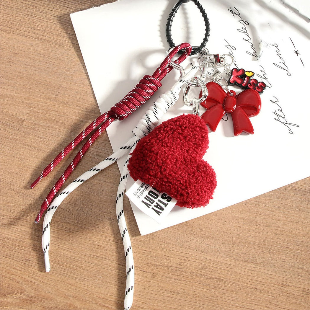 Keypus - Heart Bow Woven Cord Bag Charm Keychain