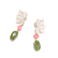 Earedge - Enamel Petal Floral Alloy Dangle Earrings