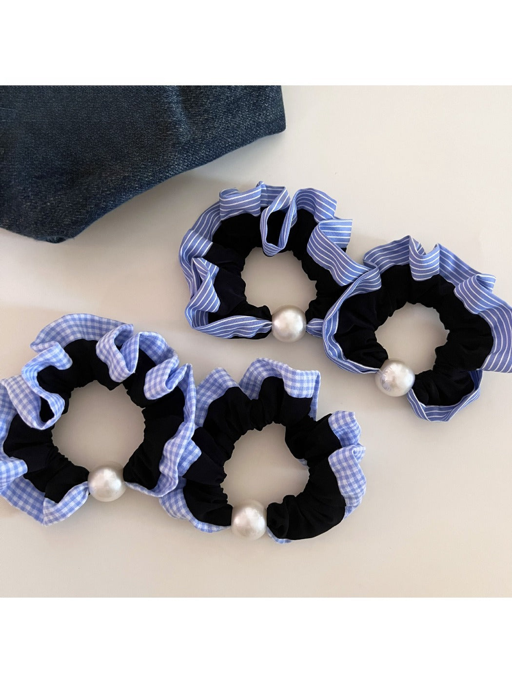 Gifty - Blue Striped Plaid Hair Tie