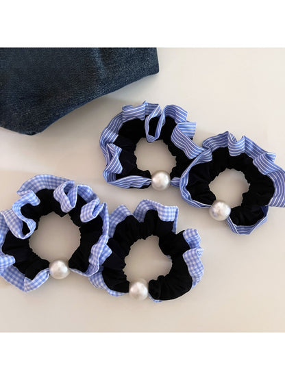 Gifty - Blue Striped Plaid Hair Tie