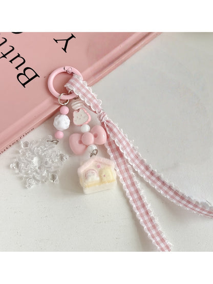 Keypus - Plaid Ribbon House Bag Pendant Keychain
