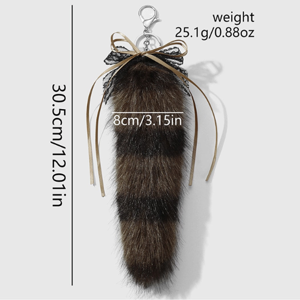 Keypus - Lace Bow Plush Tail Hanging Keychain