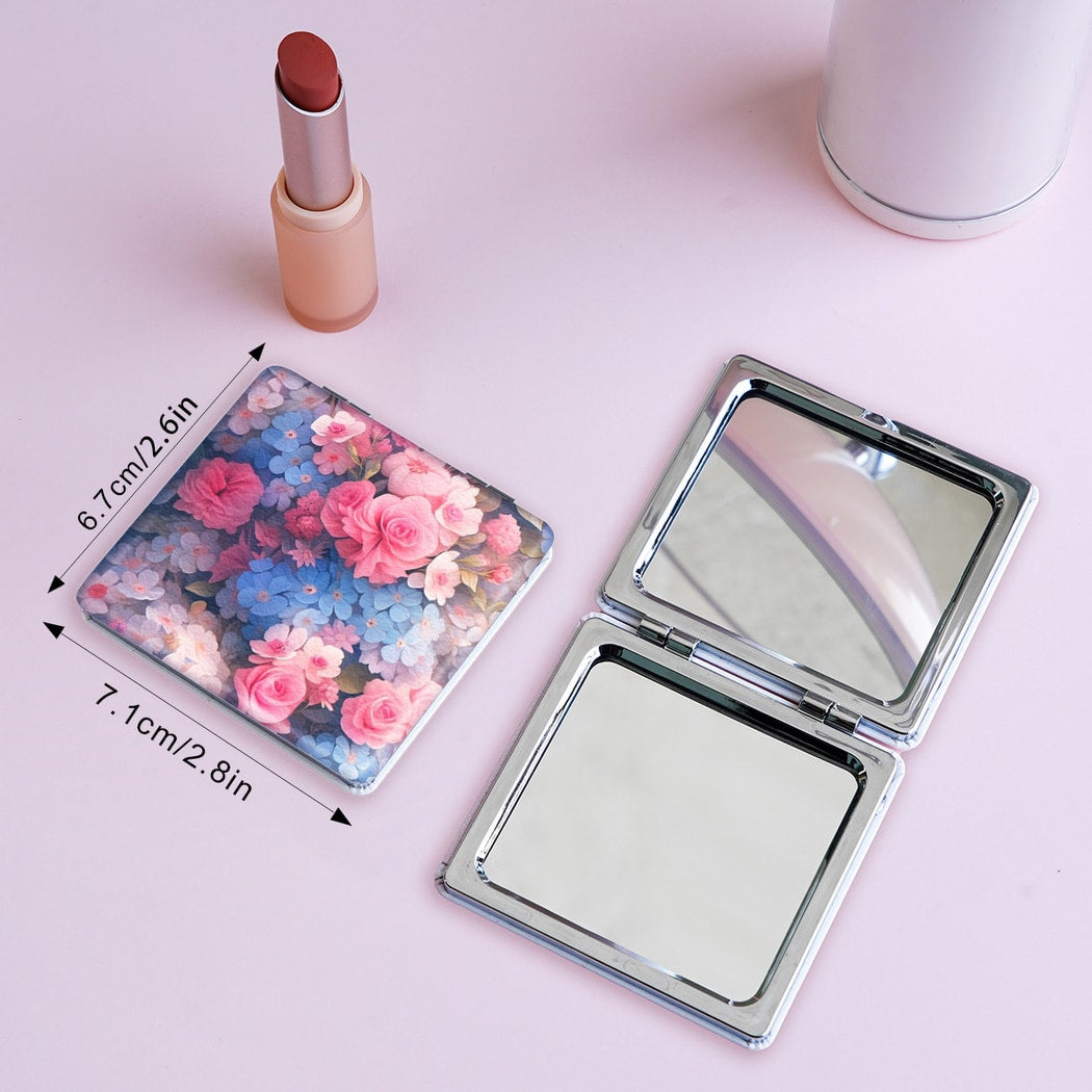 Mirroray - Textured Floral Print Folding Makeup Mirror