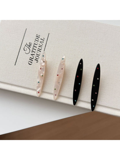 Beau - Rhinestone Willow Leaf-Shaped Hair Clip