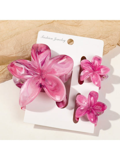 Beau - Marbled Frangipani Hair Clips Set