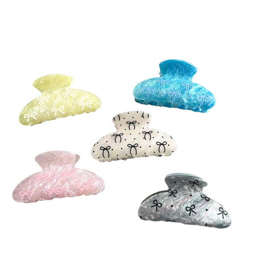 Beau - Marbled Bow Motif Sweet Style Claw Clip