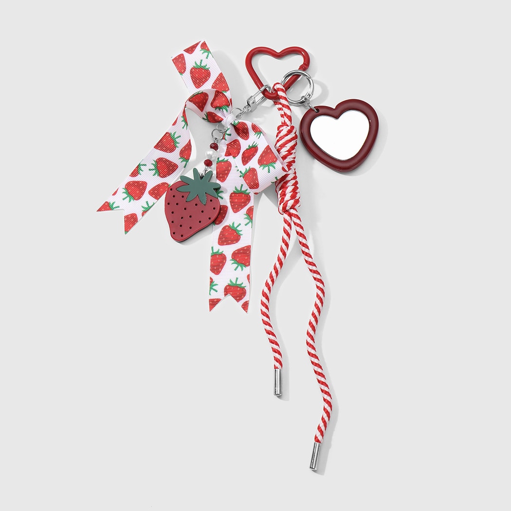 Keypus - Sweet Strawberry Bow Mirror Keychain