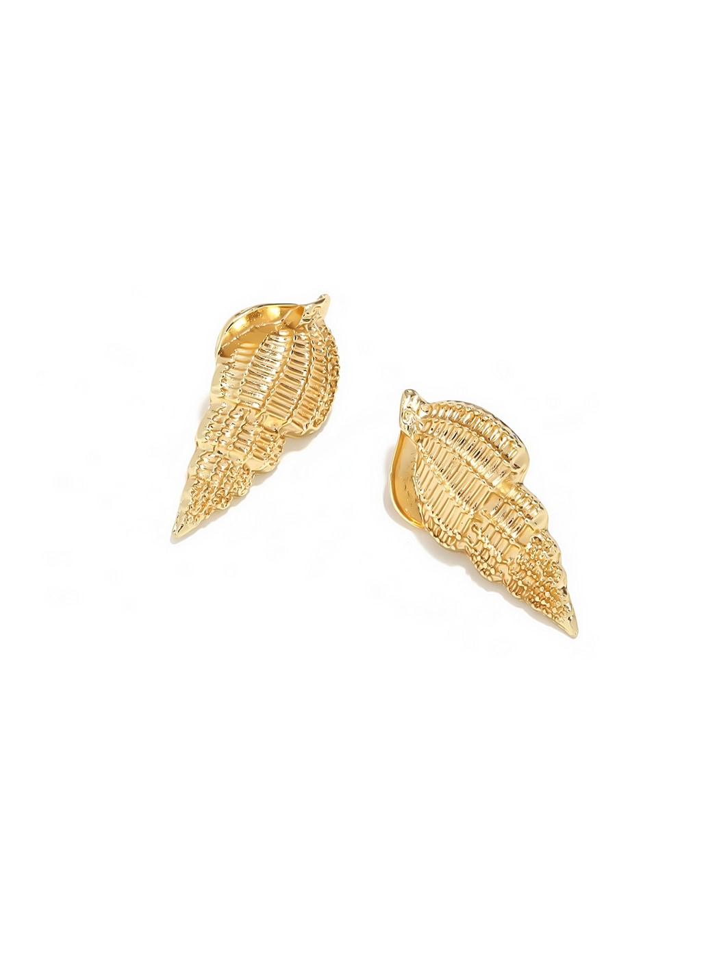 Earedge - Textured Ocean Motif Alloy Dangle Earrings