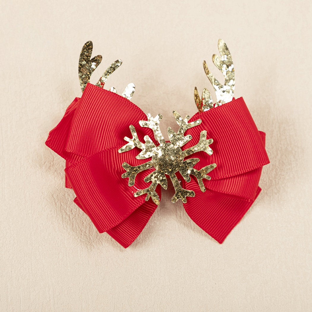 Beau - Christmas Bow Deer Antler Hair Clip