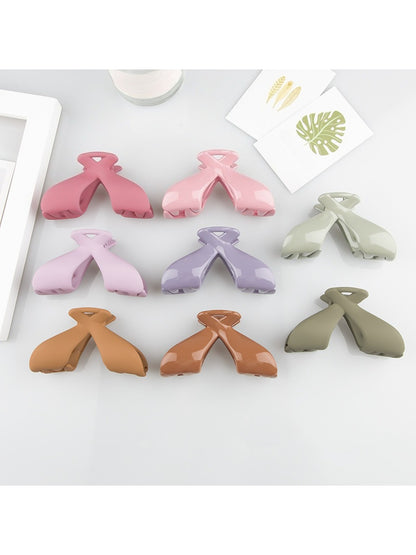 Beau - Solid Color Large Crossed Design Claw Clip