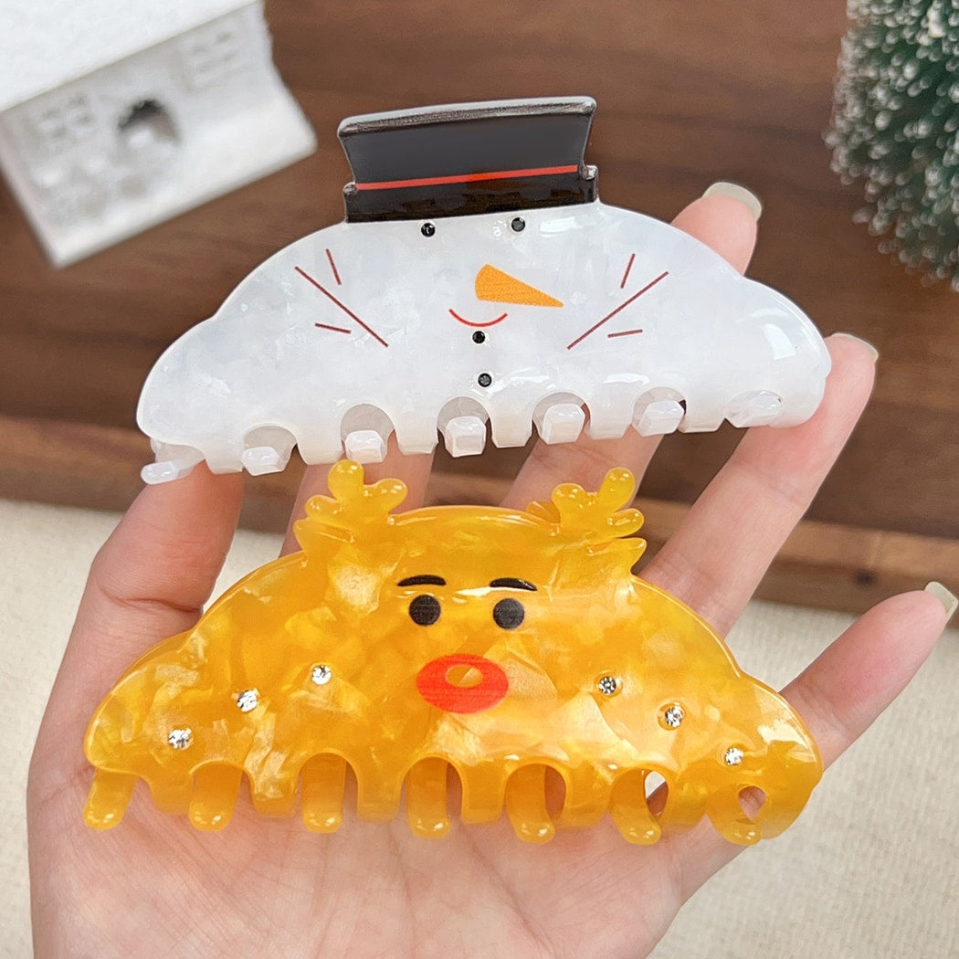 Beau - Glossy Christmas Style Snowman Claw Clip