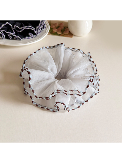 Gifty - Layered Mesh Contrast Trim Hair Scrunchie