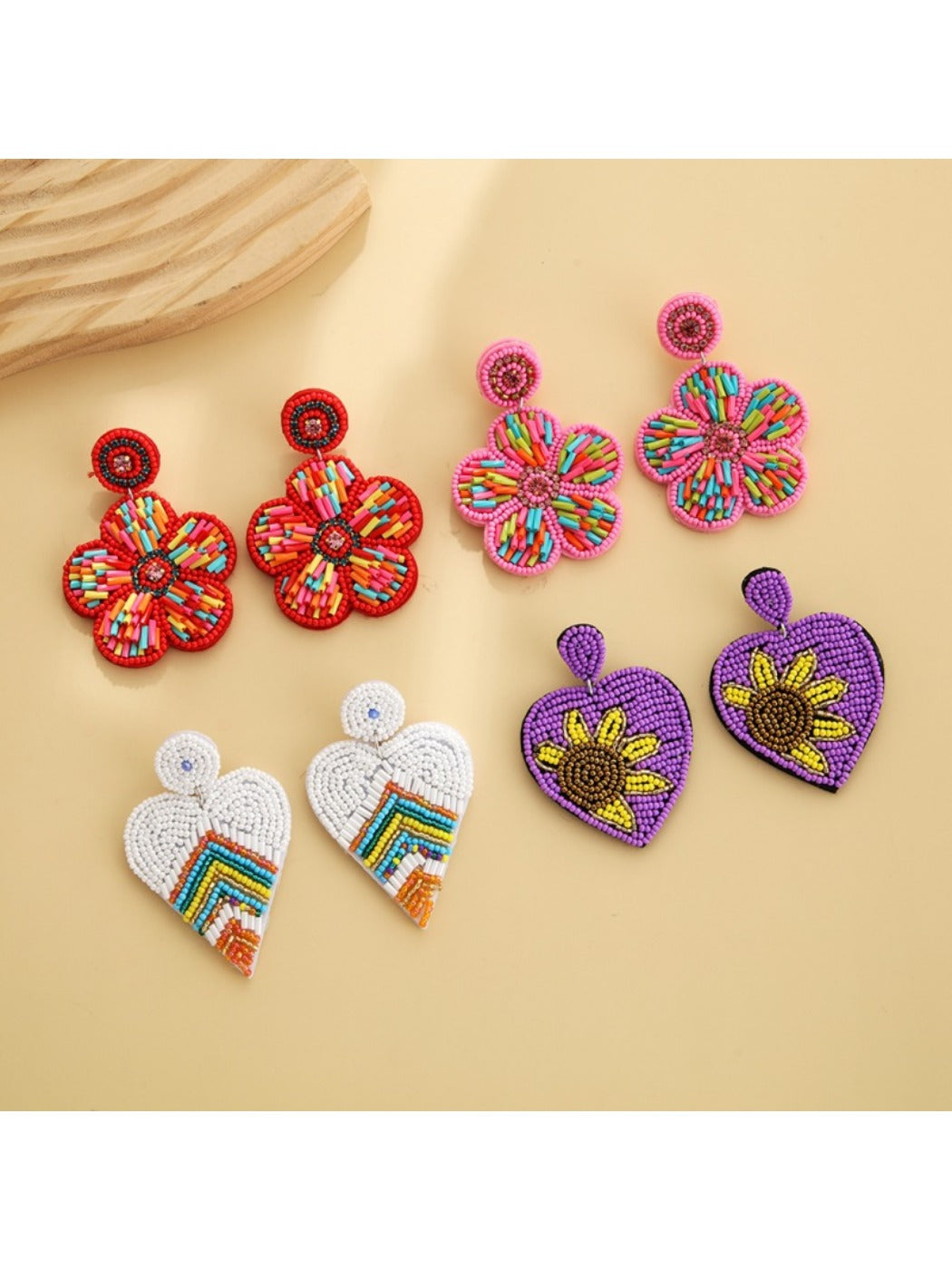 Earedge - Heart Shaped Floral Pendant Earrings