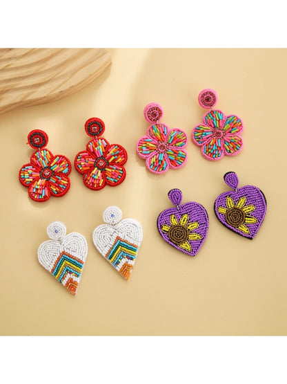 Earedge - Heart Shaped Floral Pendant Earrings