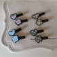 Beau - A Flower Shaped Heart Plaid Hair Clip
