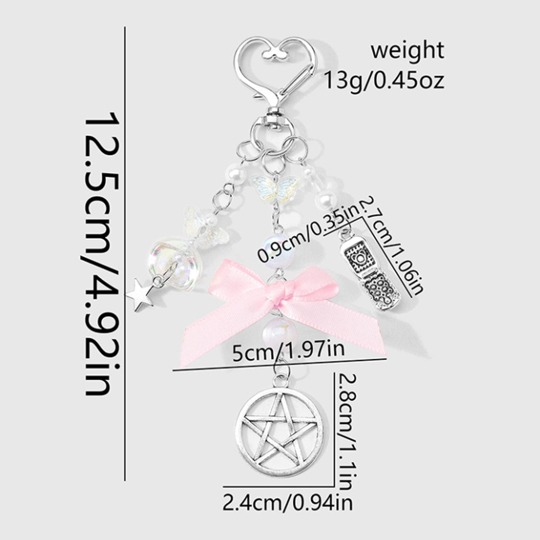 Keypus - Pink Bow Accent Beaded Keychain