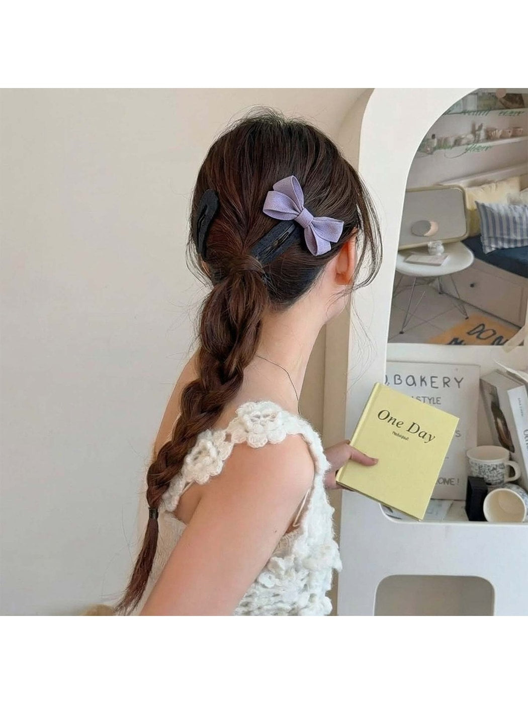 Beau - Simple Bow Side Hair Snap Barrette Clip