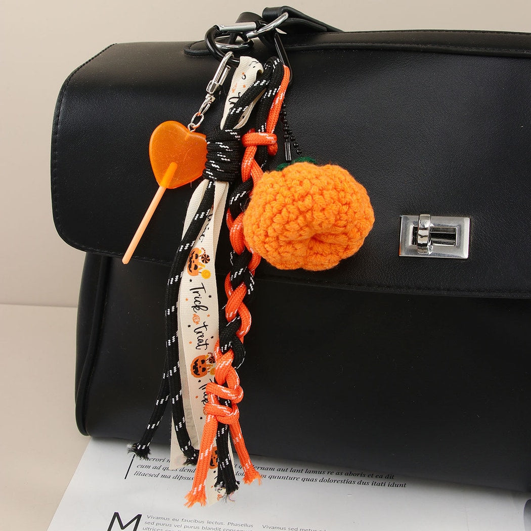Keypus - Orange Pumpkin Lollipop Bag Pendant Keychain