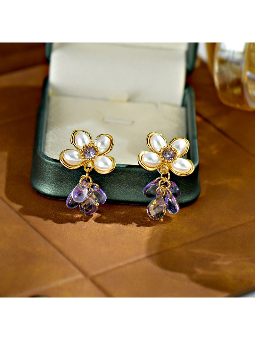Earedge - Five Petal Floral Drop Earrings