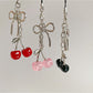 Keypus - Alloy Plastic Cherry Bow Lanyard Keychain