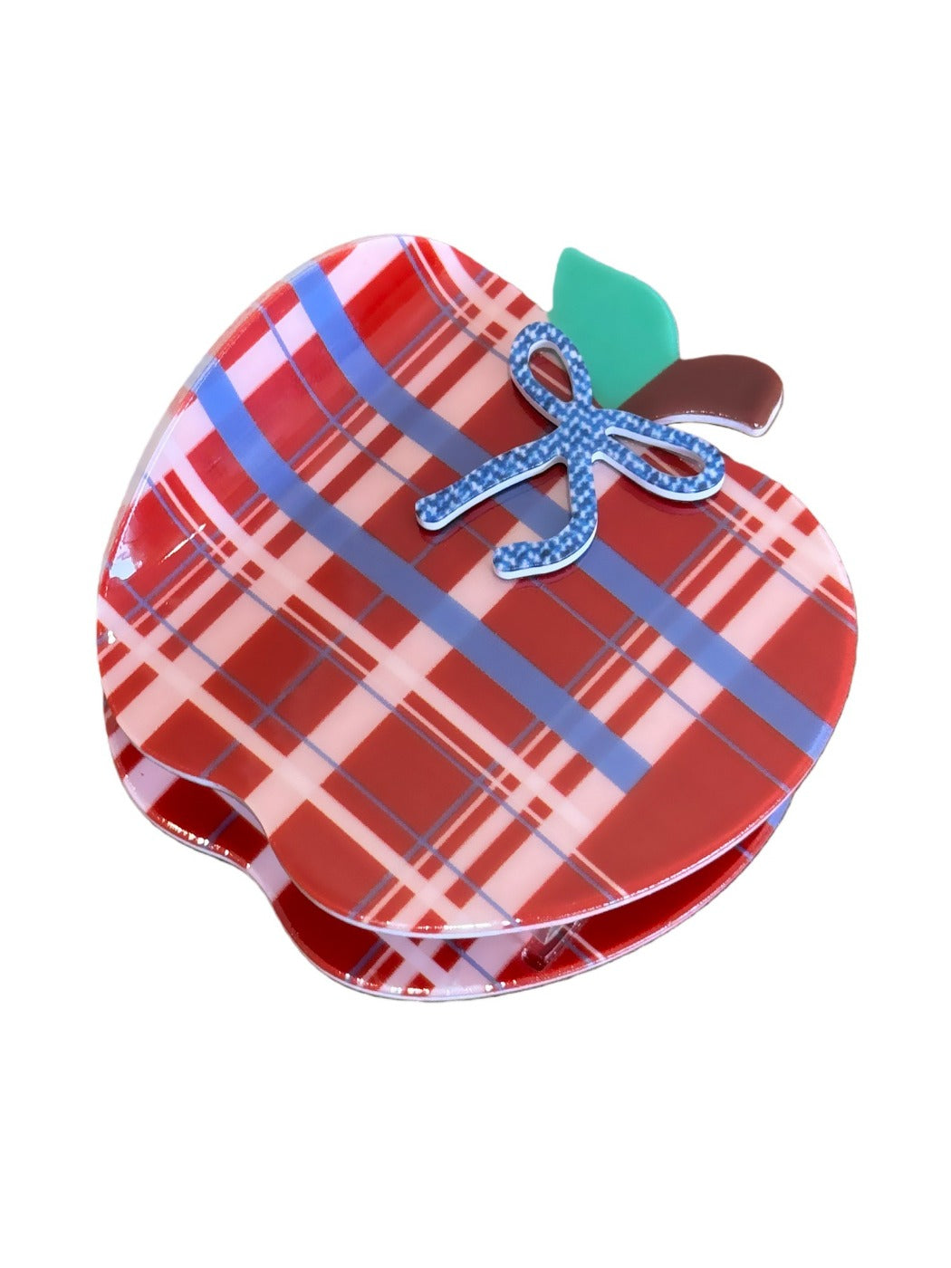 Beau - Vintage Red White Checkered Apple Hair Clip