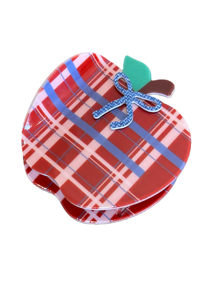 Beau - Vintage Red White Checkered Apple Hair Clip