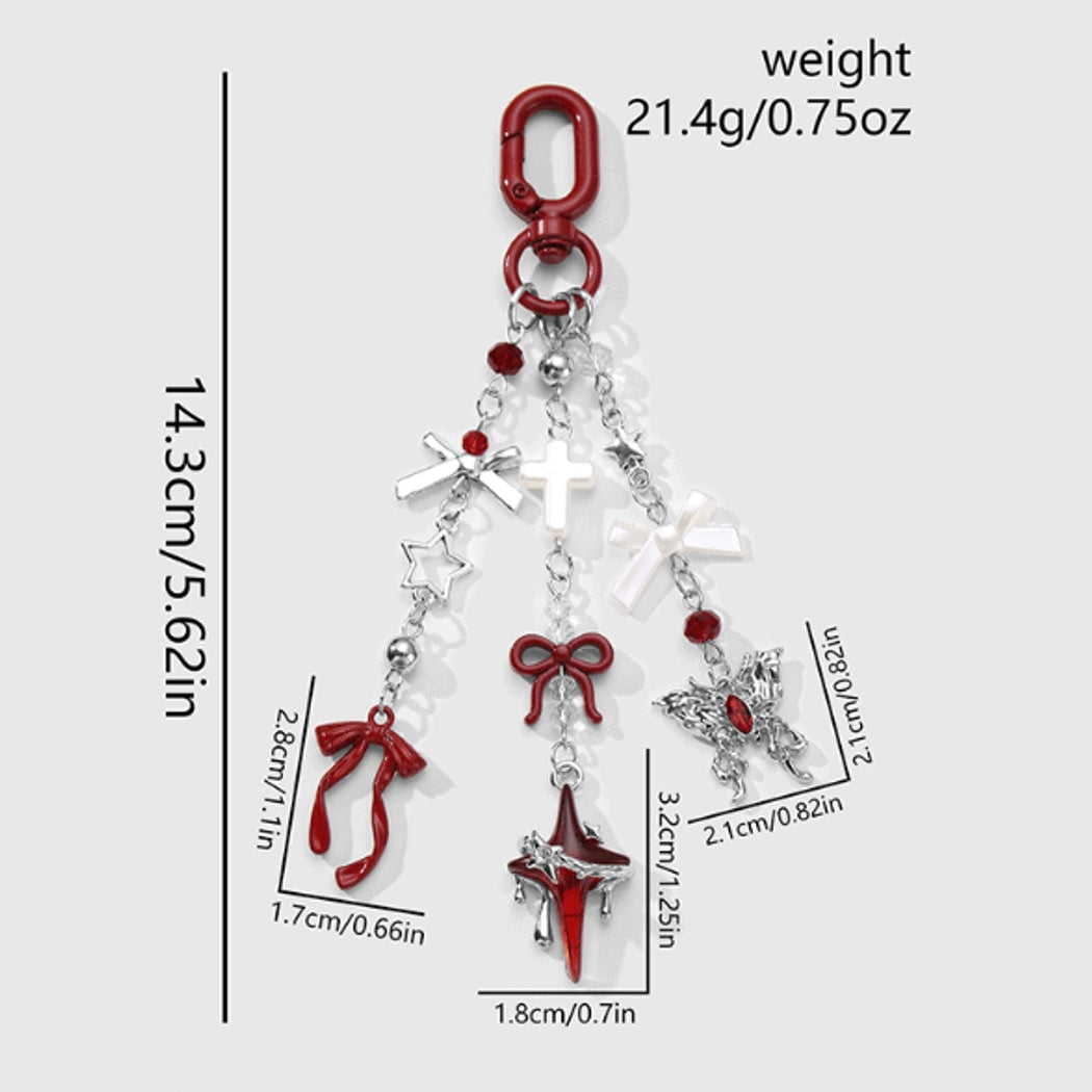 Keypus - Halloween Burgundy Cross and Bow Keychain