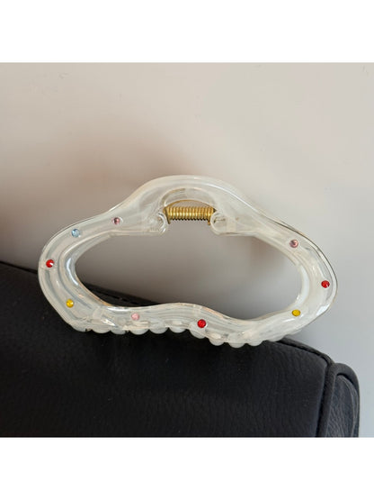 Beau - White Geometric Hair Claw Clip