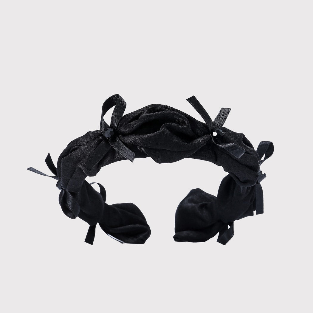 Gifty - Black Bow Detail Ruched Fashion Headband