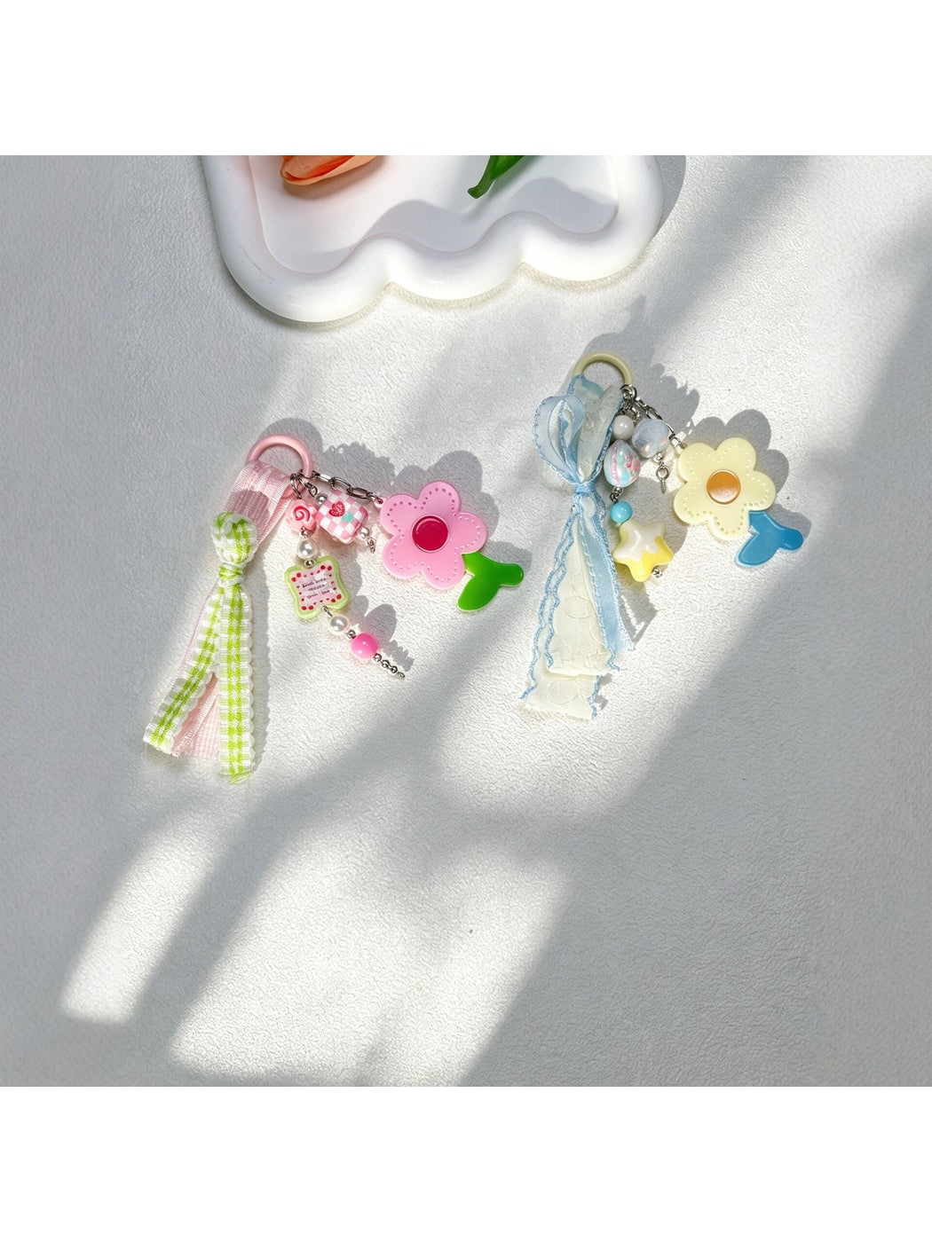Keypus - Double-Sided Flower Beaded Keychain Charm