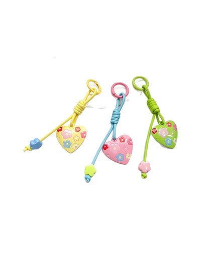 Keypus - Heart Pendant Bag Charm Alloy Cord Loop Keychain
