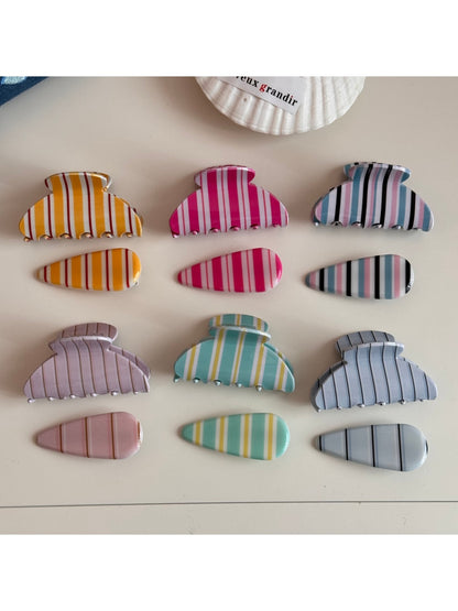 Beau - Colorful Stripe Pattern Acrylic Claw Clip