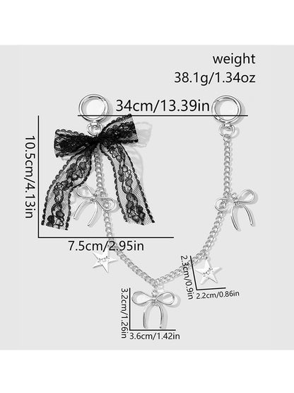 Keypus - Y2K Bow Heart Star Lace Bag Charm Keychain