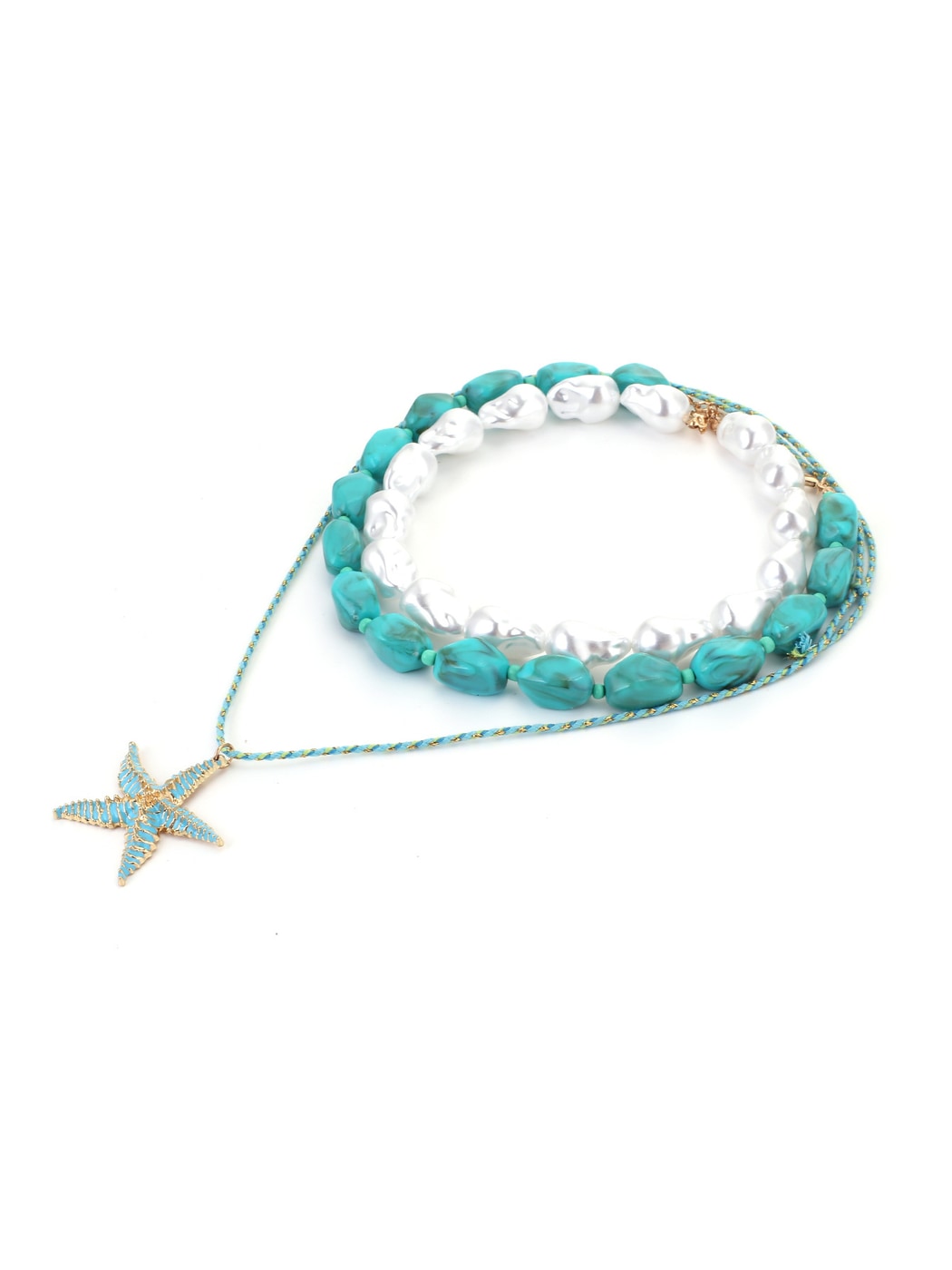 Nozari - Geometric Beaded Star Pendant Necklace