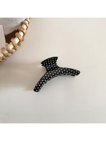 Beau polka dot acetate hair clip angled to show both front and side details