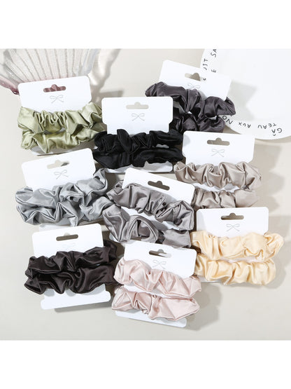 Gifty - Solid Color Ruffled Hair Ties Set