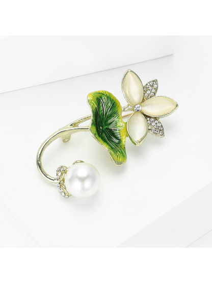 Brovia - Lotus Flower Alloy Decorative Lapel Brooch