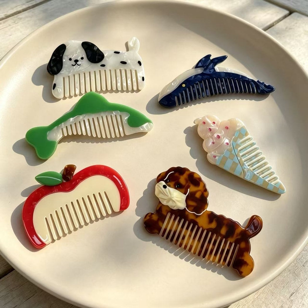 Camerow - Cute Acetate Animal and Food Hair Comb