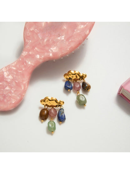 Earedge - Colorful Cloud Shaped Tassel Earrings