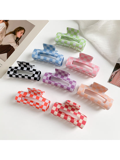Beau - Checkerboard Macaron Openwork Hair Claw Clip