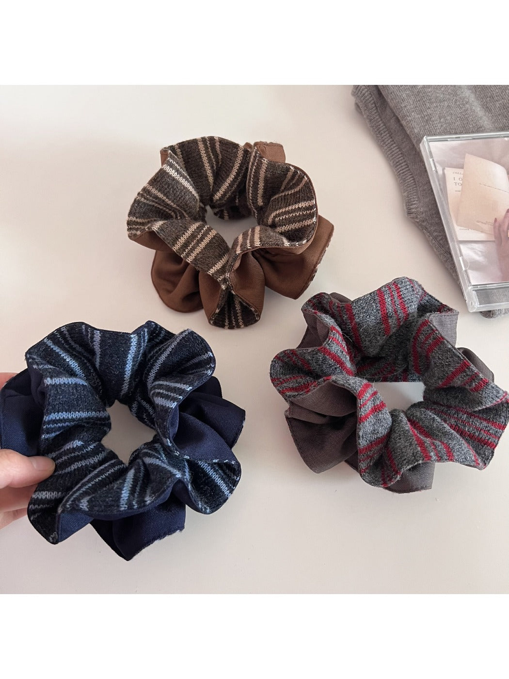 Gifty - Stylish Knitted Stripe Patchwork Scrunchies