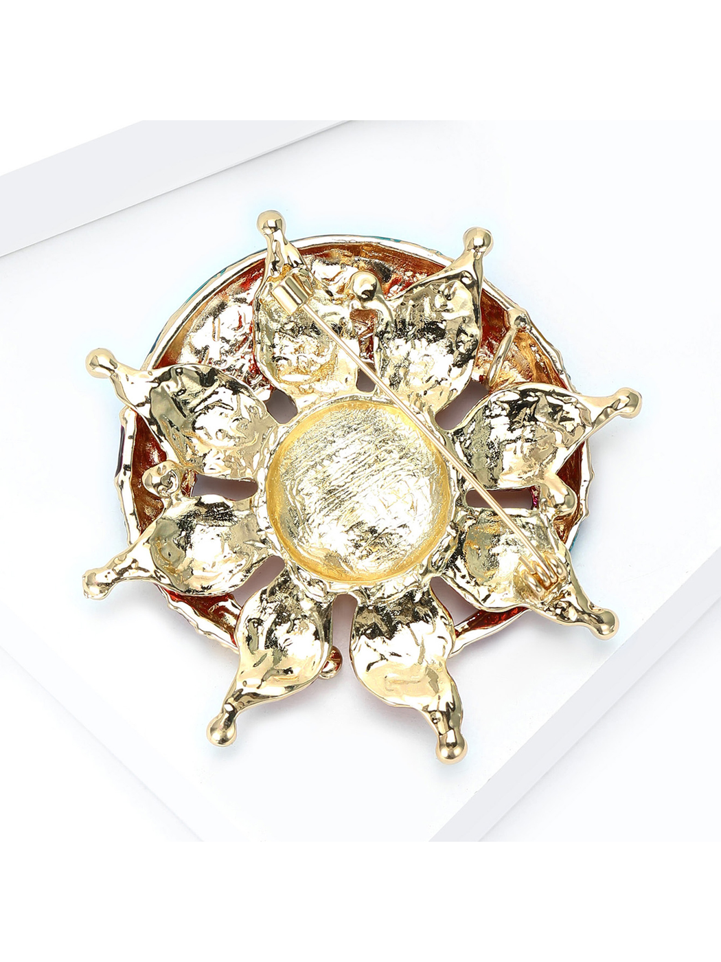 Brovia - Irregular Textured Star Moon Pin Brooch