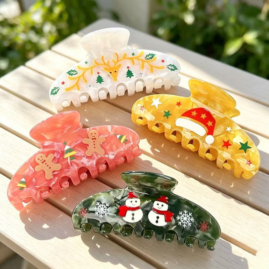 Beau - Christmas Theme Acetate Claw Clip