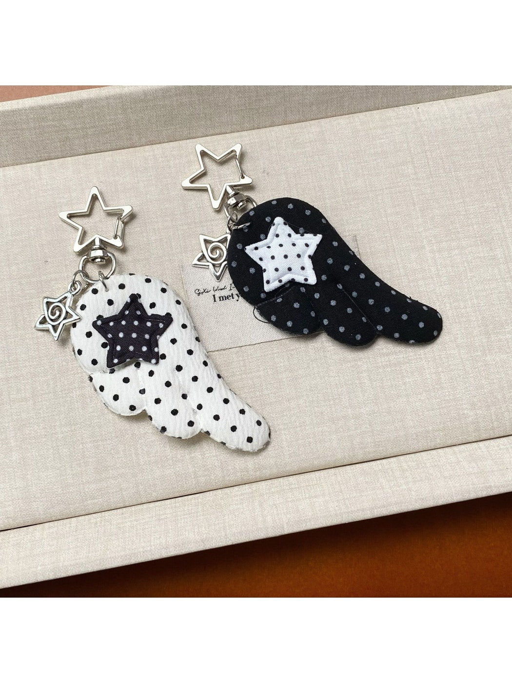 Keypus - Polka Dot Angel Wing Star Keychain Charm