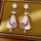 Earedge - Vintage Floral Drop Rhinestone Dangle Earrings